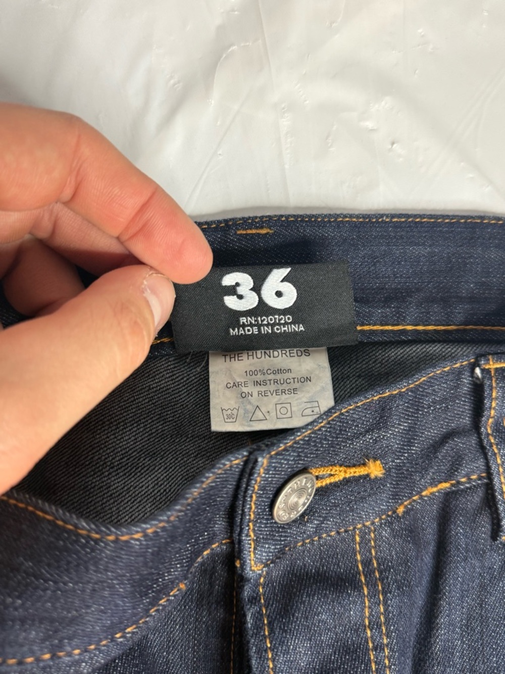 The Hundreds Jeans Mens 36 Blue Denim Bomb Logo Pocket Streetwear - Picture 9 of 11
